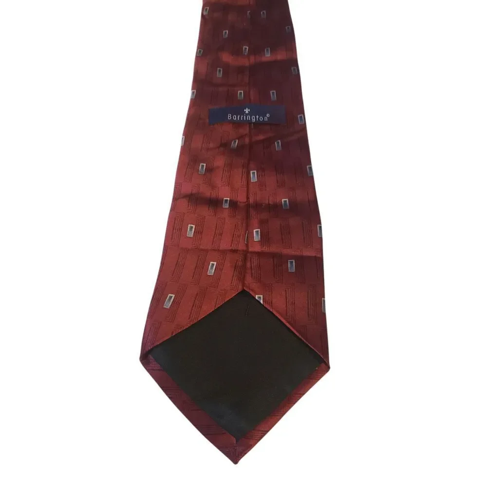 Barrington Mens Tie Necktie Designer Luxury Burgundy Black Blue Geometric‎